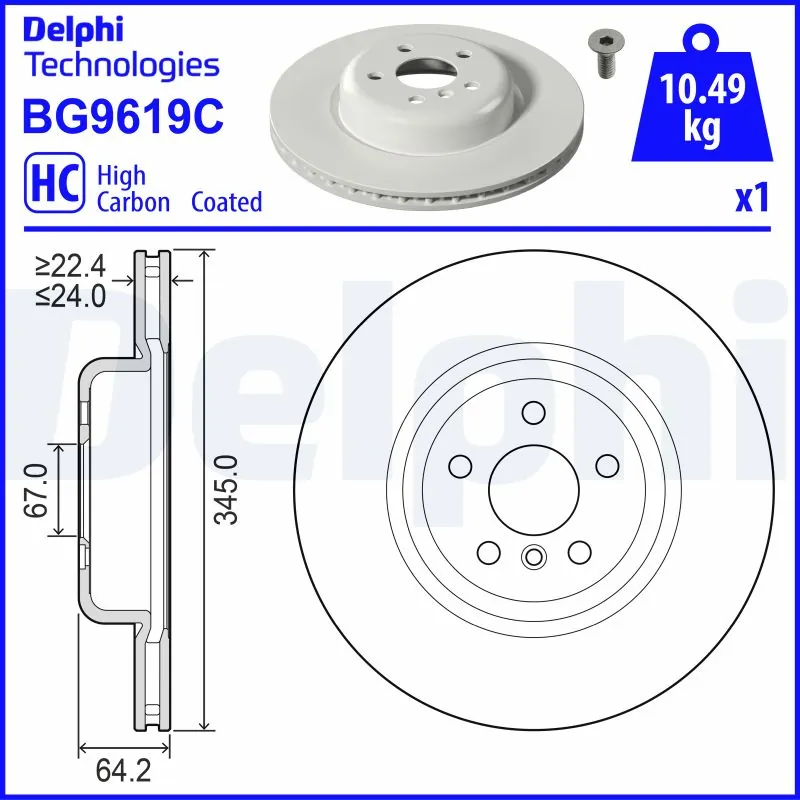 Disque de frein DELPHI BG9619C