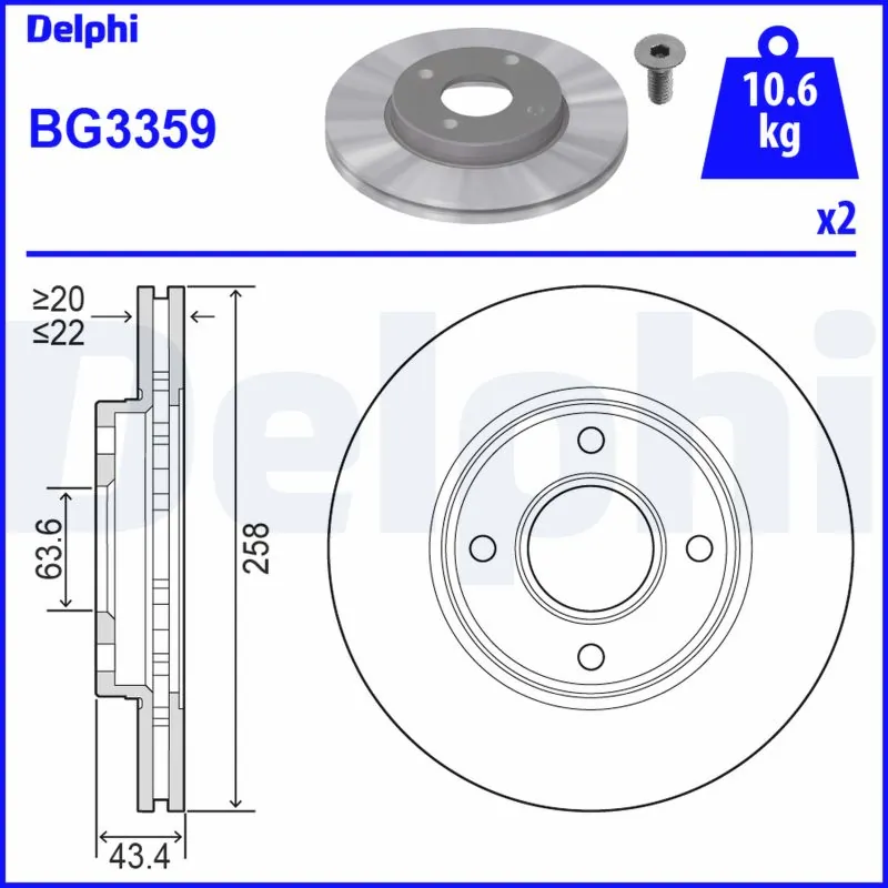 Disque de frein DELPHI BG3359