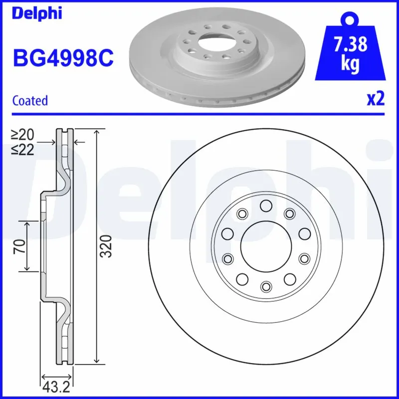 Disque de frein DELPHI BG4998C