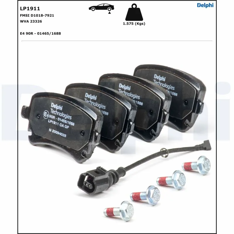 Kit de plaquettes de frein, frein à disque DELPHI LP1911