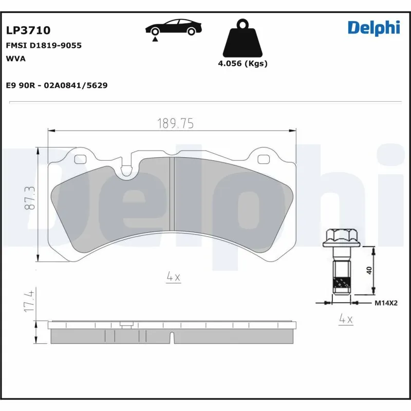Kit de plaquettes de frein, frein à disque DELPHI LP3710