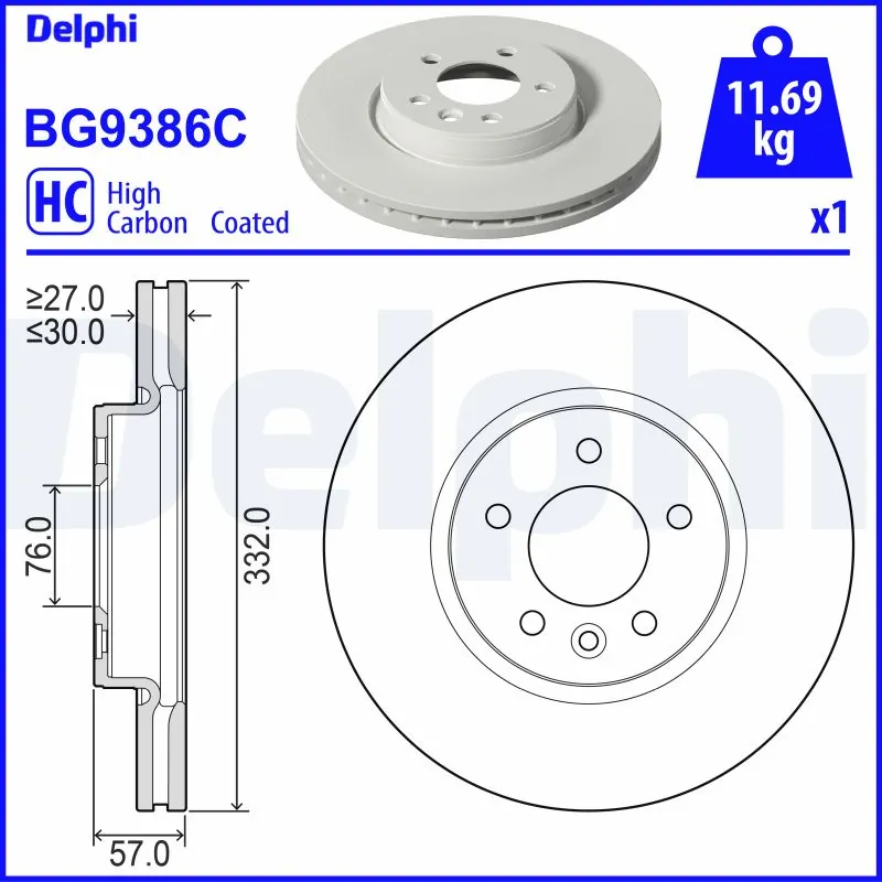Disque de frein DELPHI BG9386C