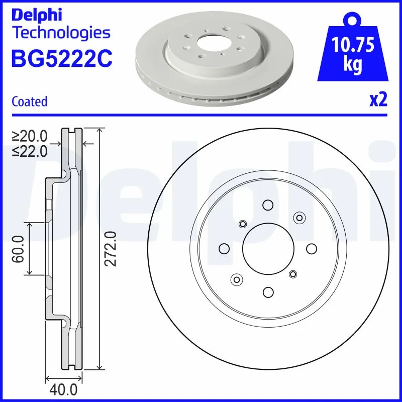 Disque de frein DELPHI BG5222C