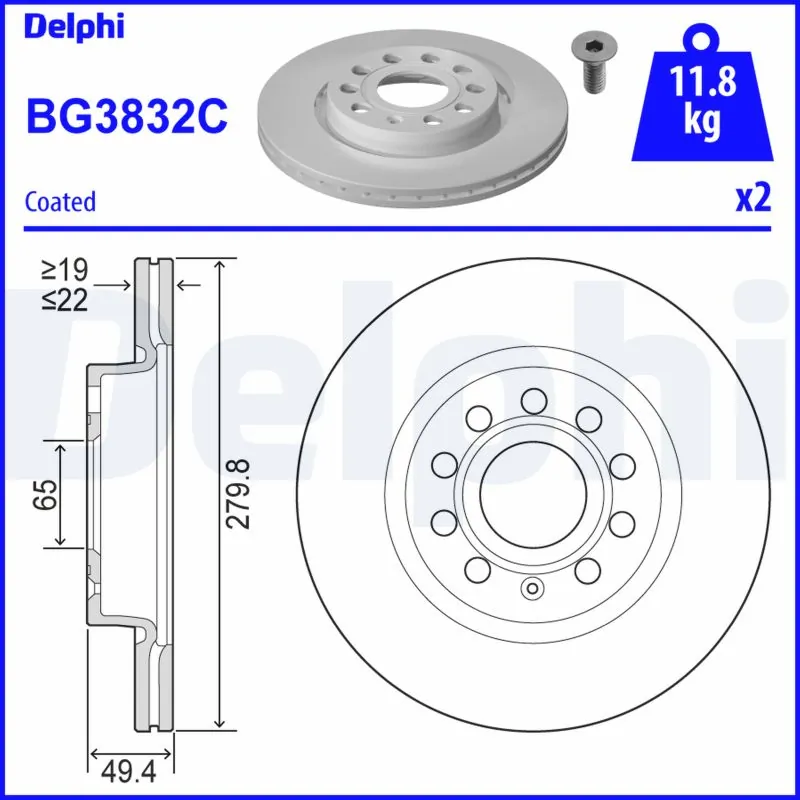 Disque de frein DELPHI BG3832C