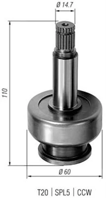 Pignon, démarreur MAGNETI MARELLI 940113020285