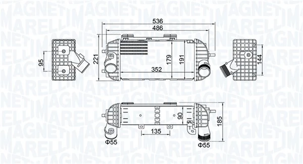 Intercooler, échangeur MAGNETI MARELLI 351319205760