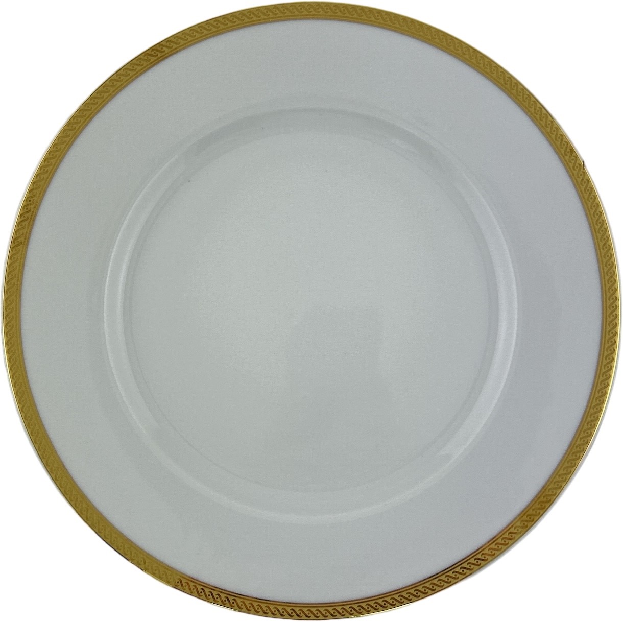 Bajo plato porcelana de Bohemia con greca de oro 32 cm