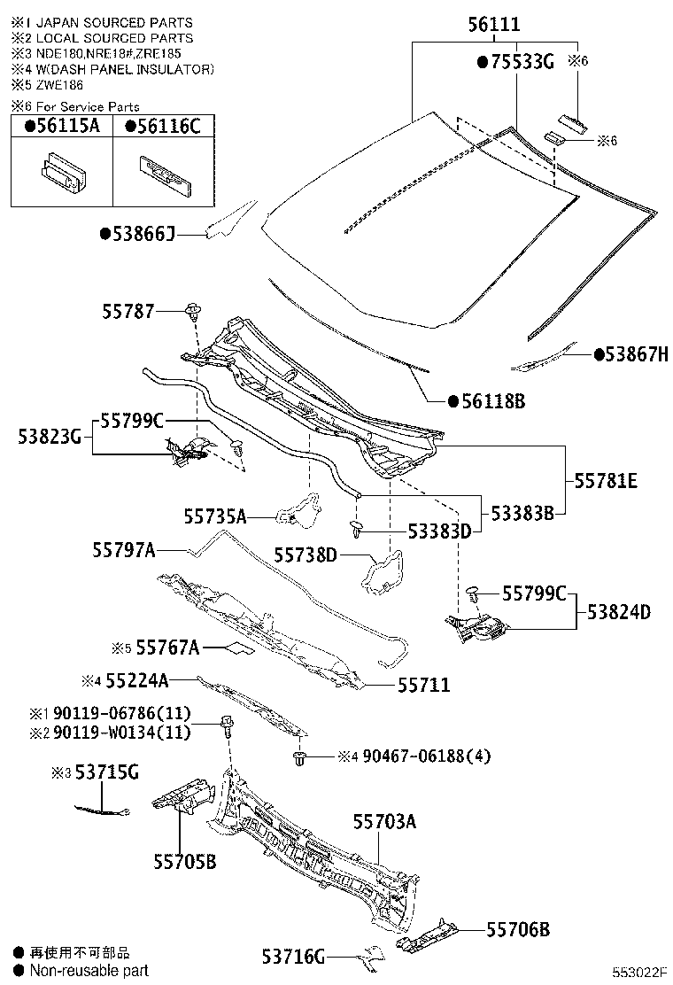 Exploded illustration 553022F