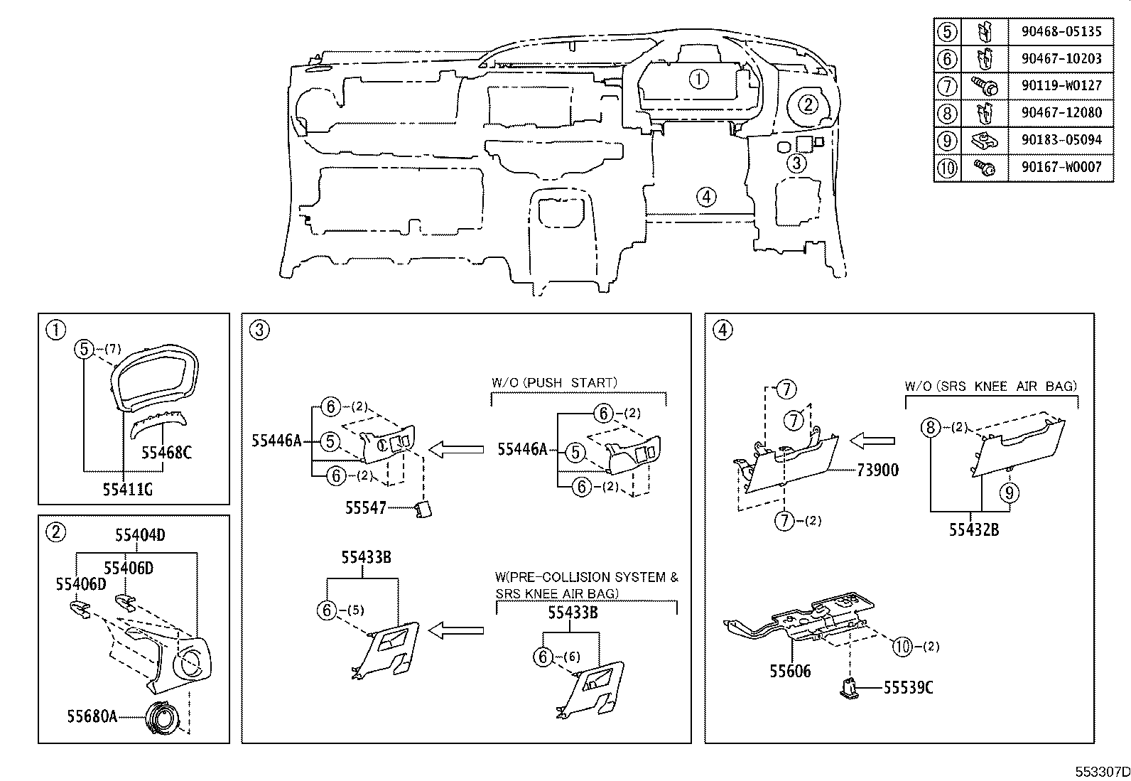 Exploded illustration 553307D