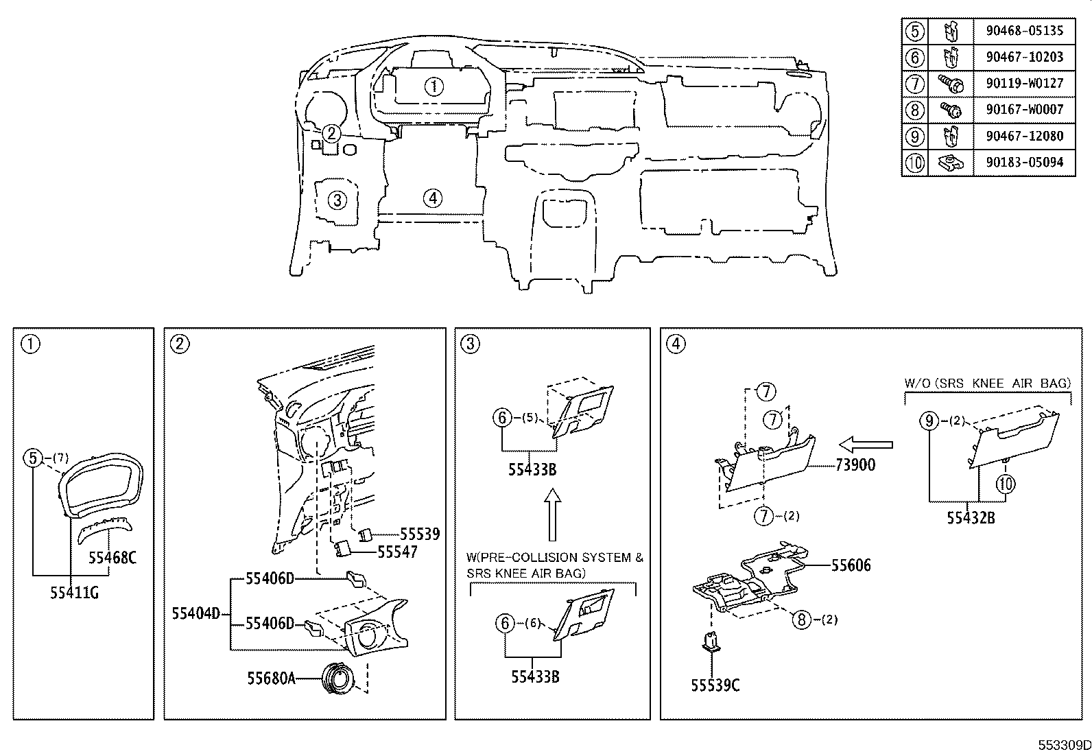 Exploded illustration 553309D