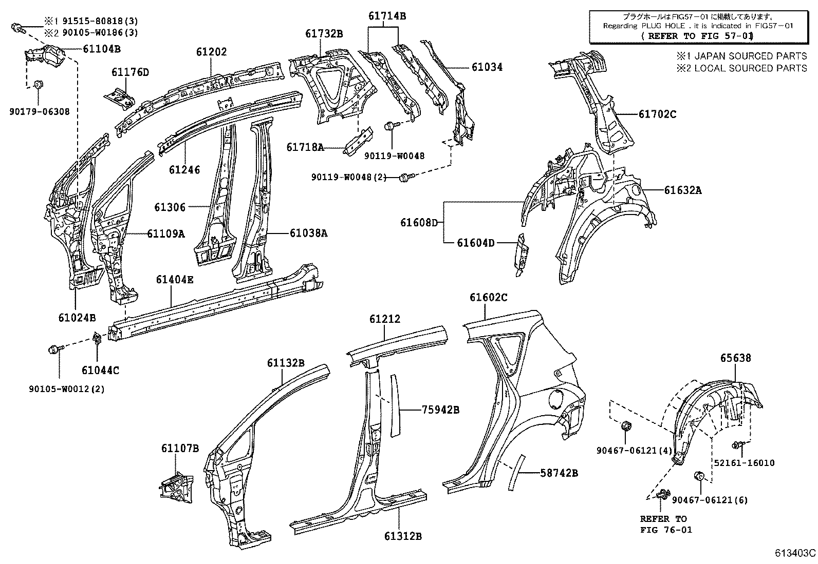 Exploded illustration 613403B