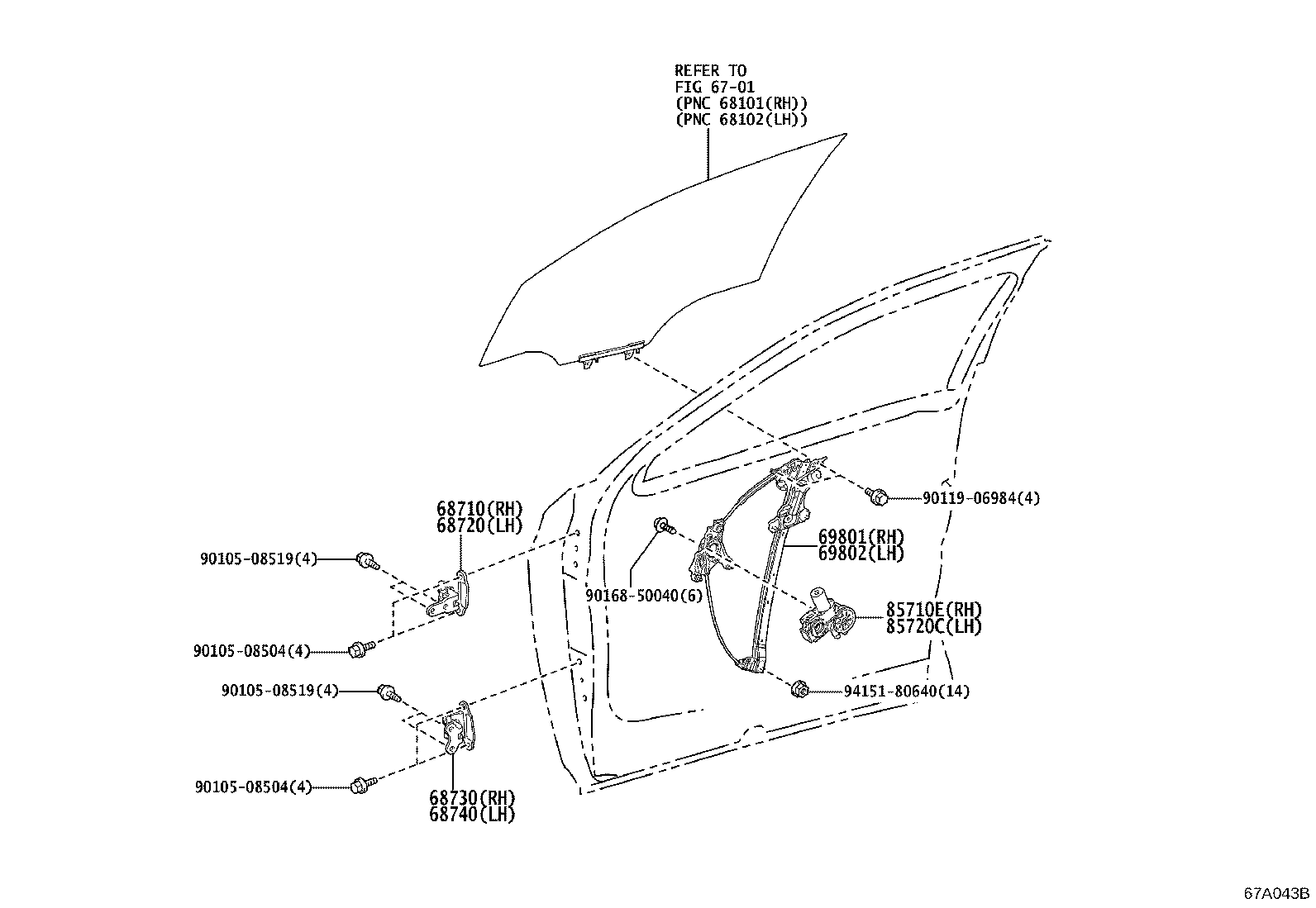 Exploded illustration 67A043B