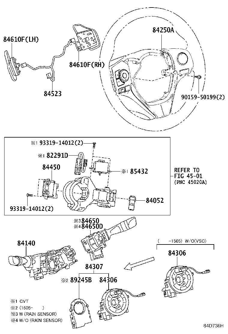 Exploded illustration 84D736H