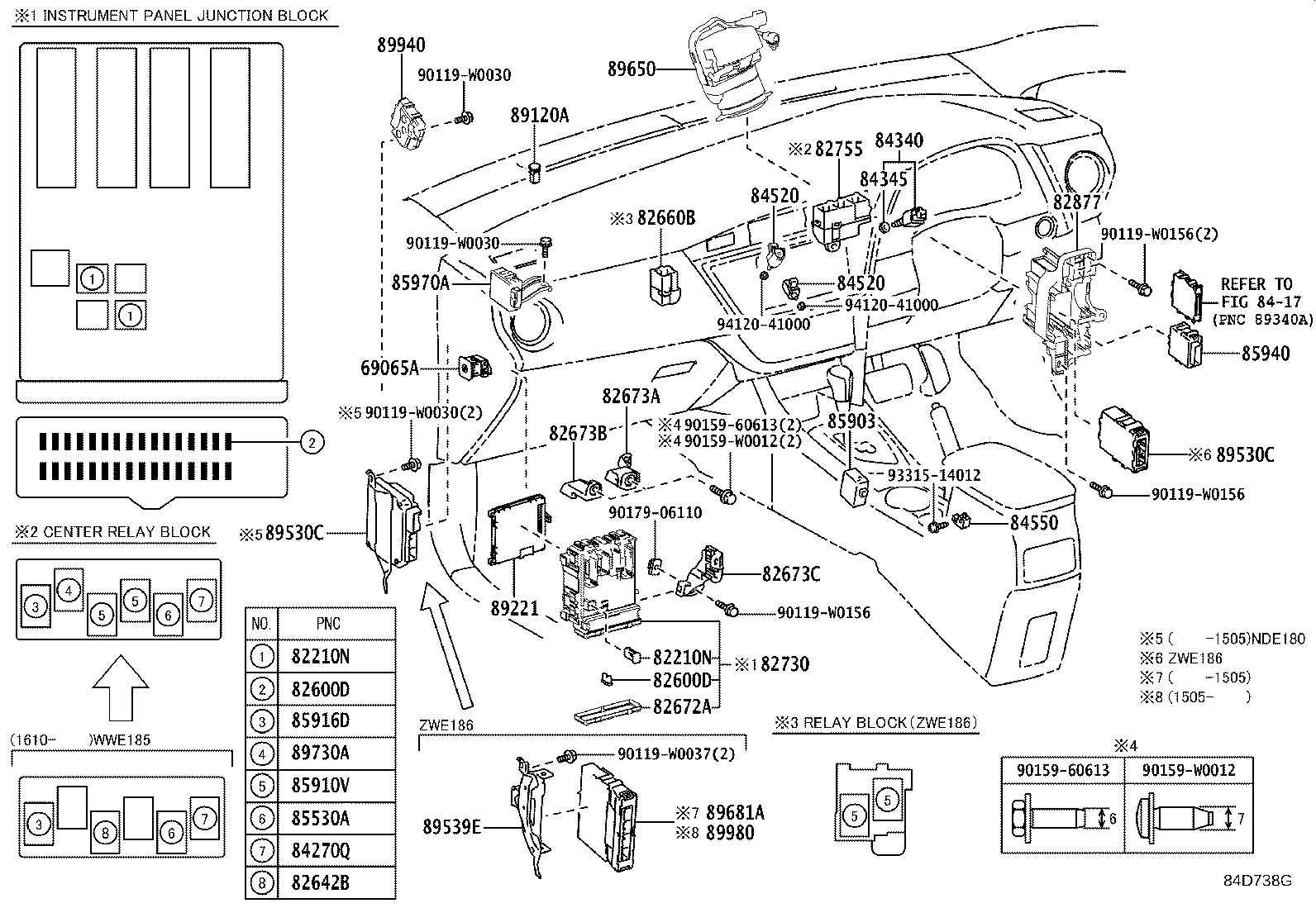 Exploded illustration 84D738G