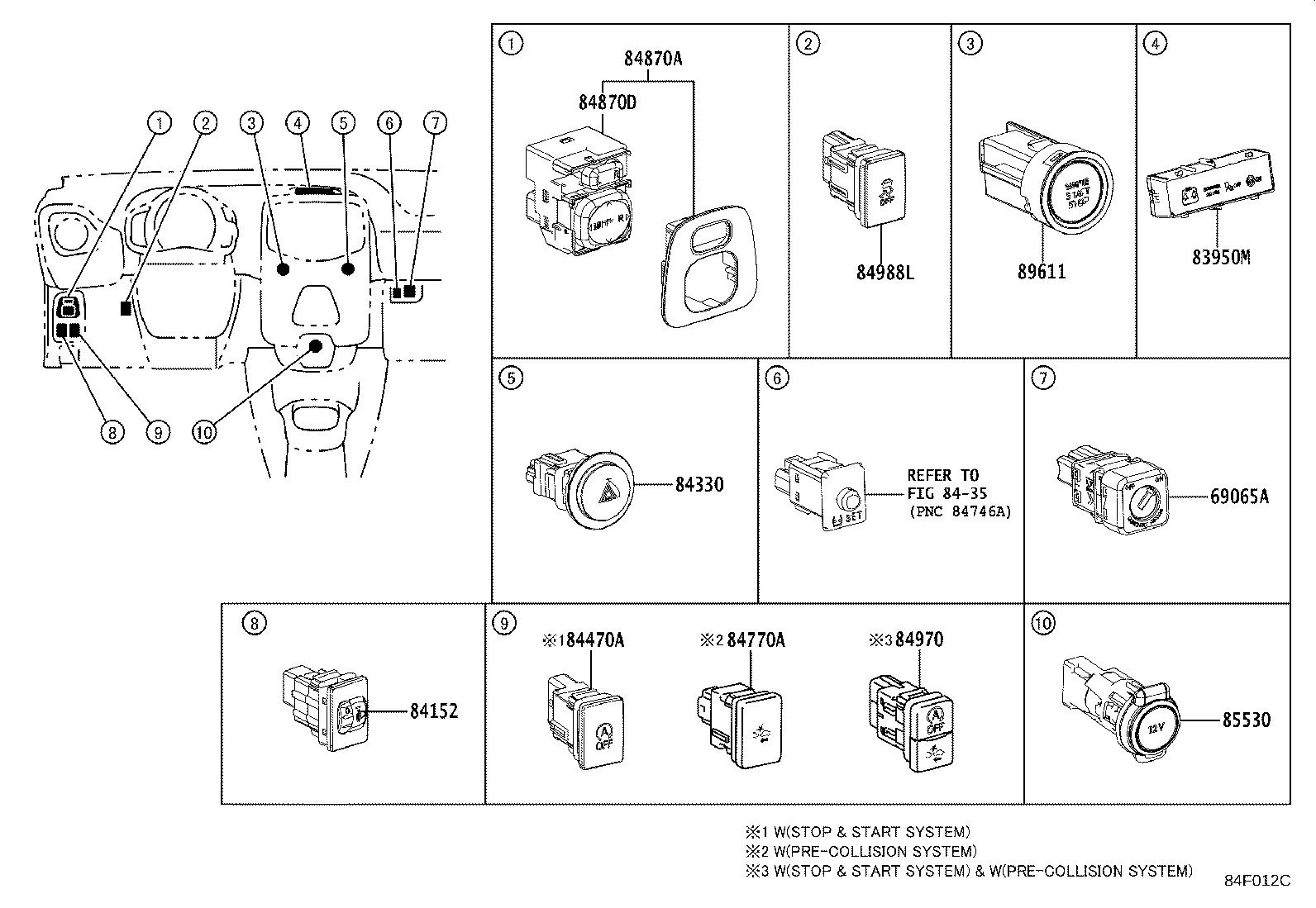 Exploded illustration 84F012C