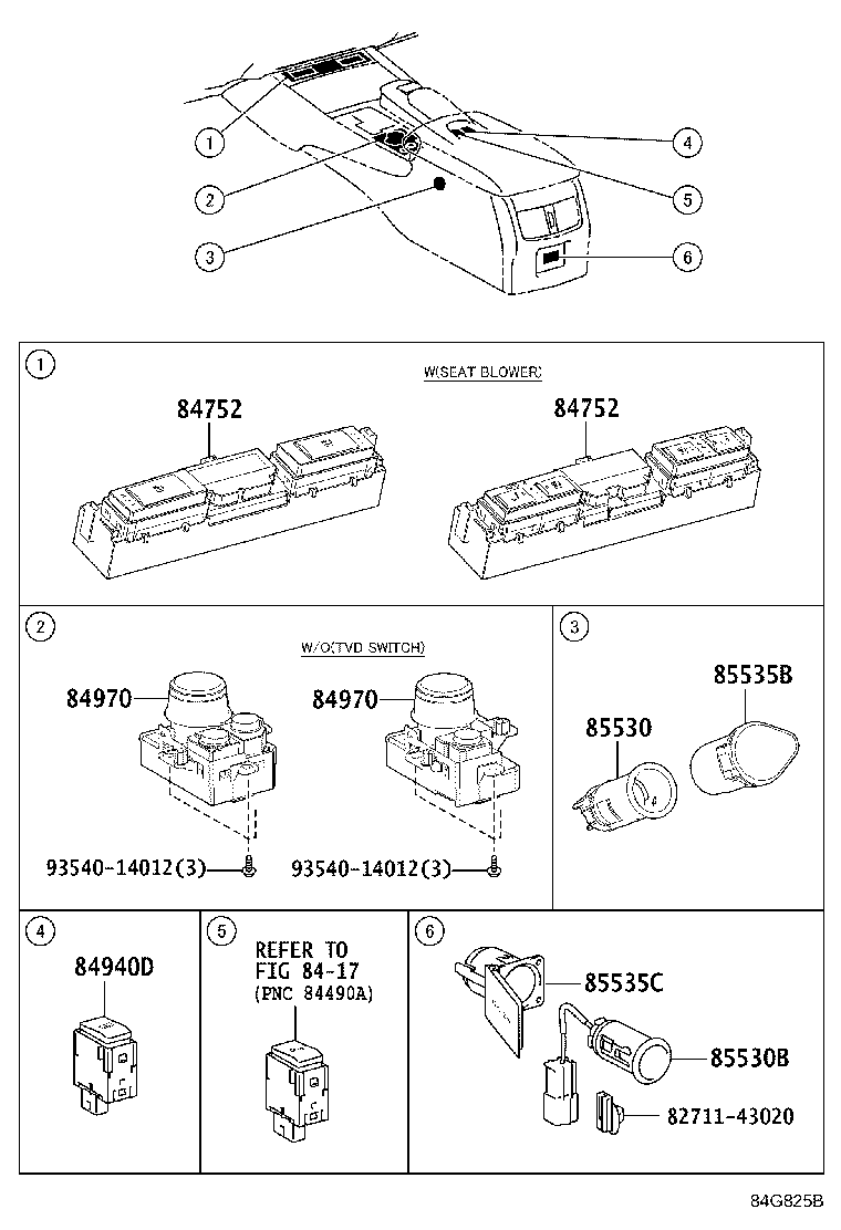 Exploded illustration 84G825B
