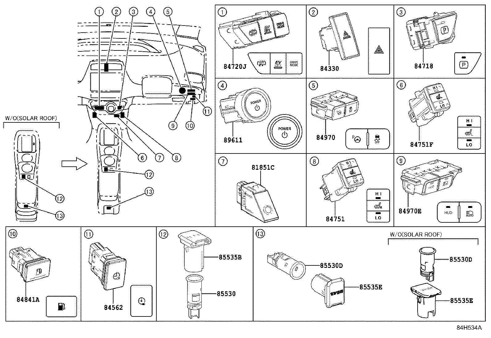 Exploded illustration 84H534A