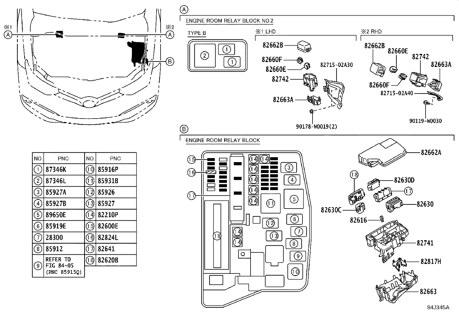 Exploded illustration 84J345A