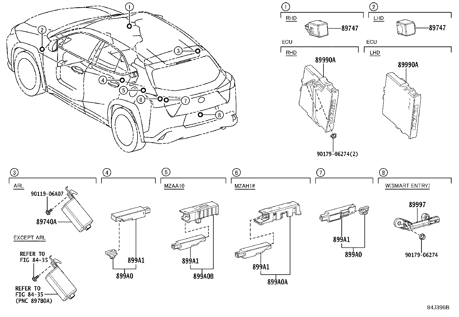 Exploded illustration 84J396B