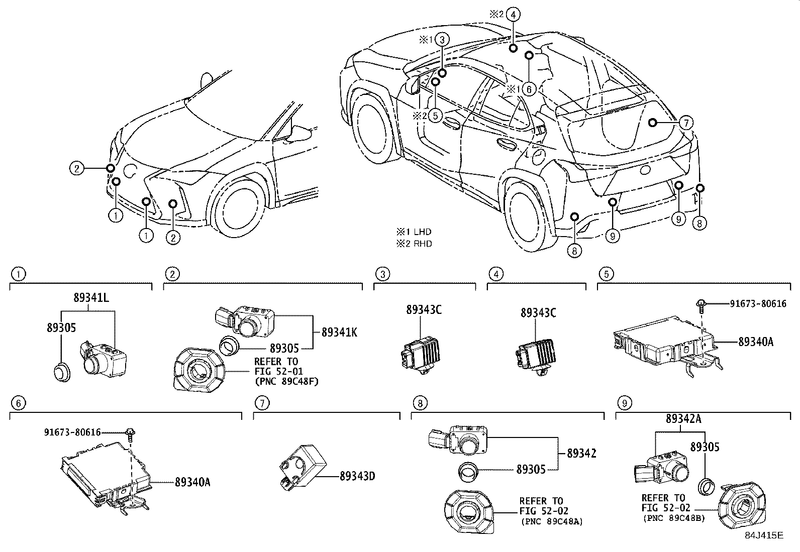 Exploded illustration 84J415E