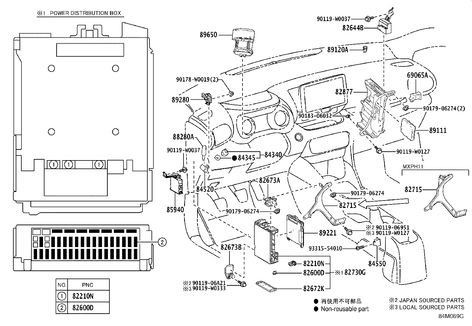 Exploded illustration 84M069G