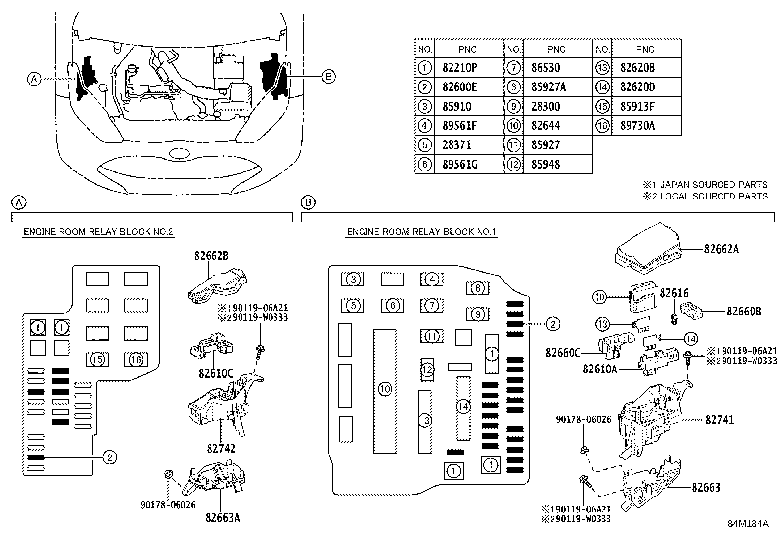 Exploded illustration 84M184A