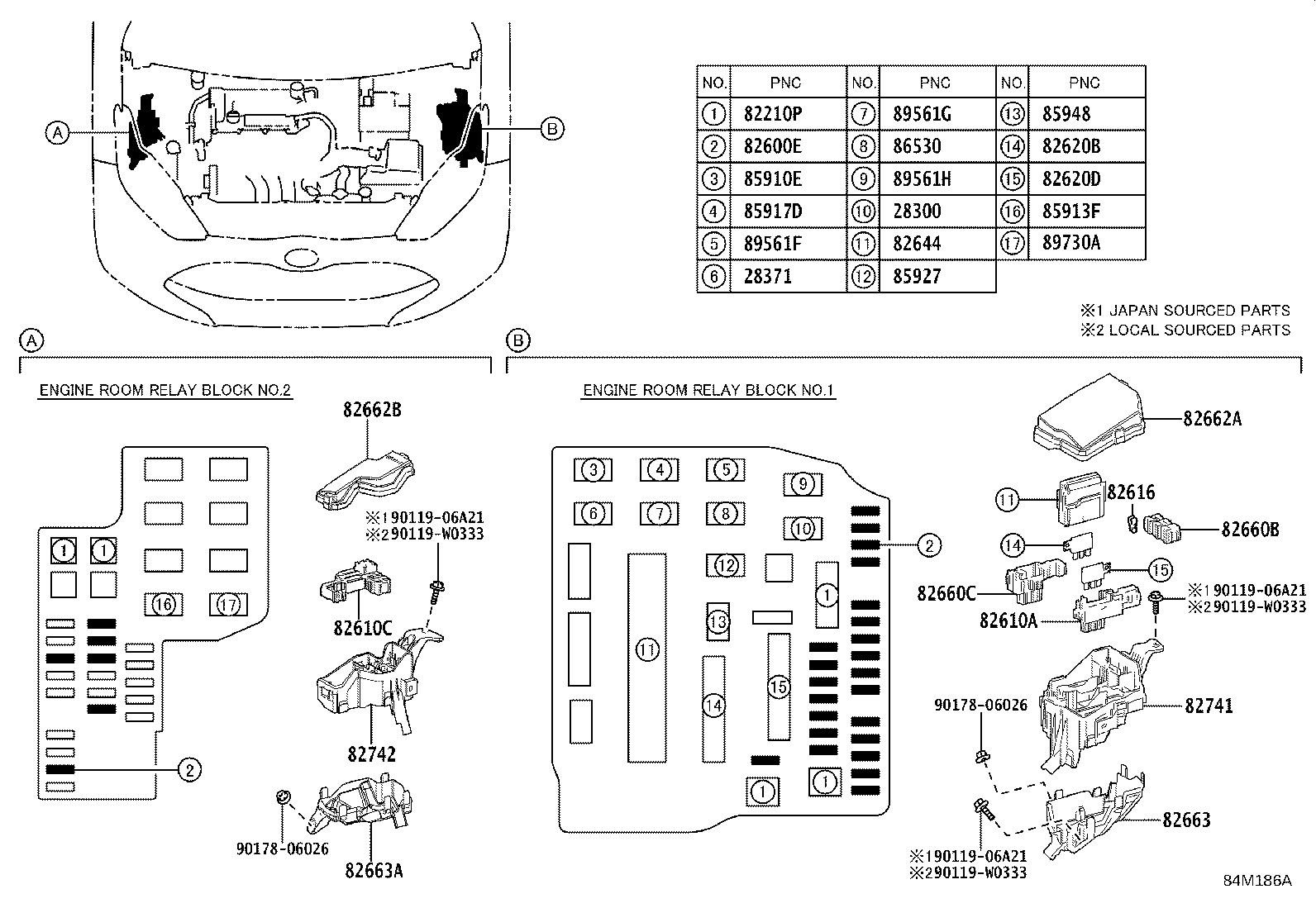 Exploded illustration 84M186A
