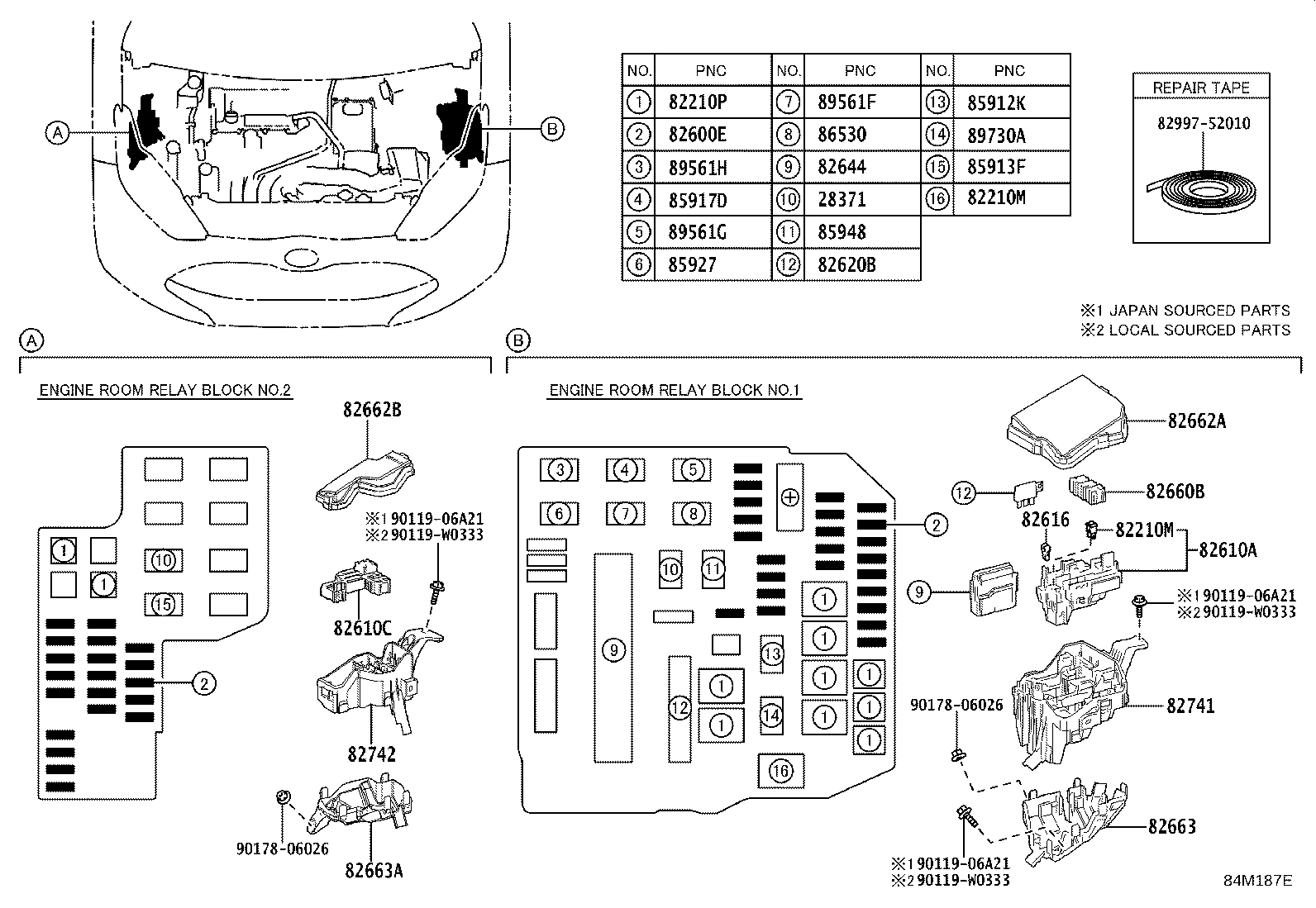 Exploded illustration 84M187E