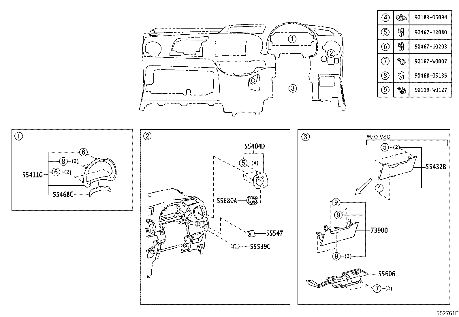 Exploded illustration 552761E