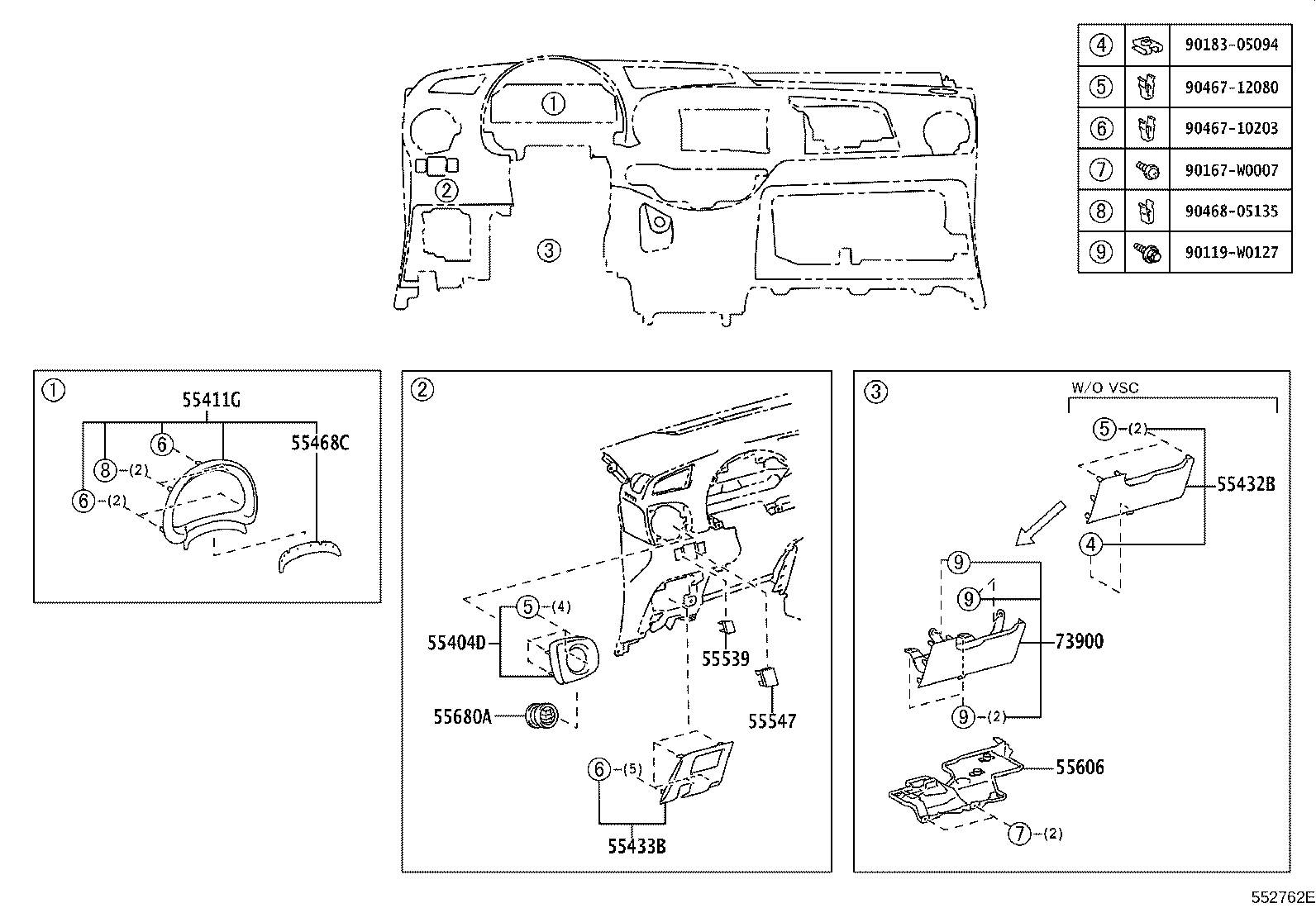 Exploded illustration 552762E