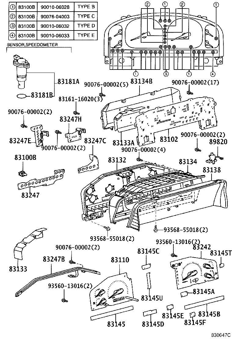 Exploded illustration 830647C