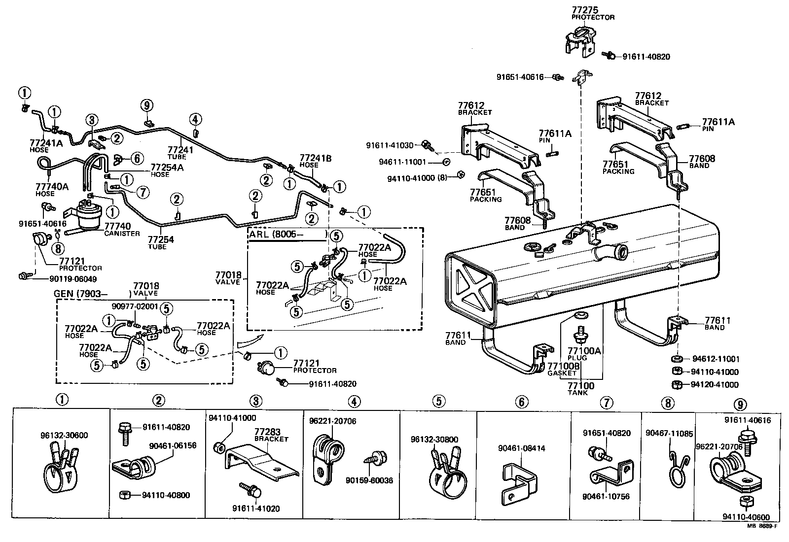Exploded illustration MB8689F