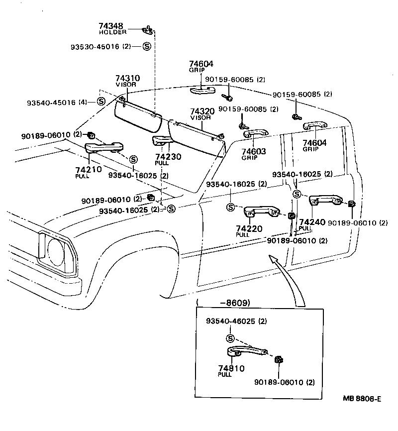 Exploded illustration MB8808E