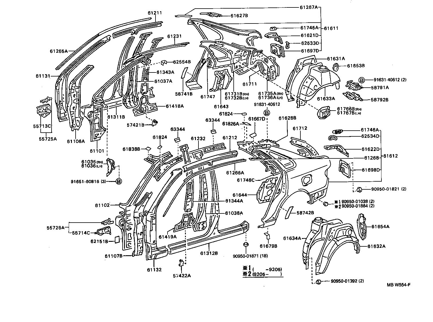Exploded illustration MBW554F