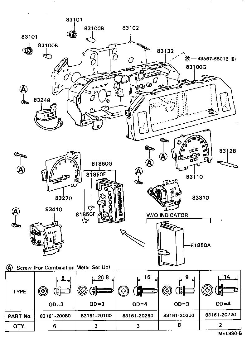 Exploded illustration MEL830B