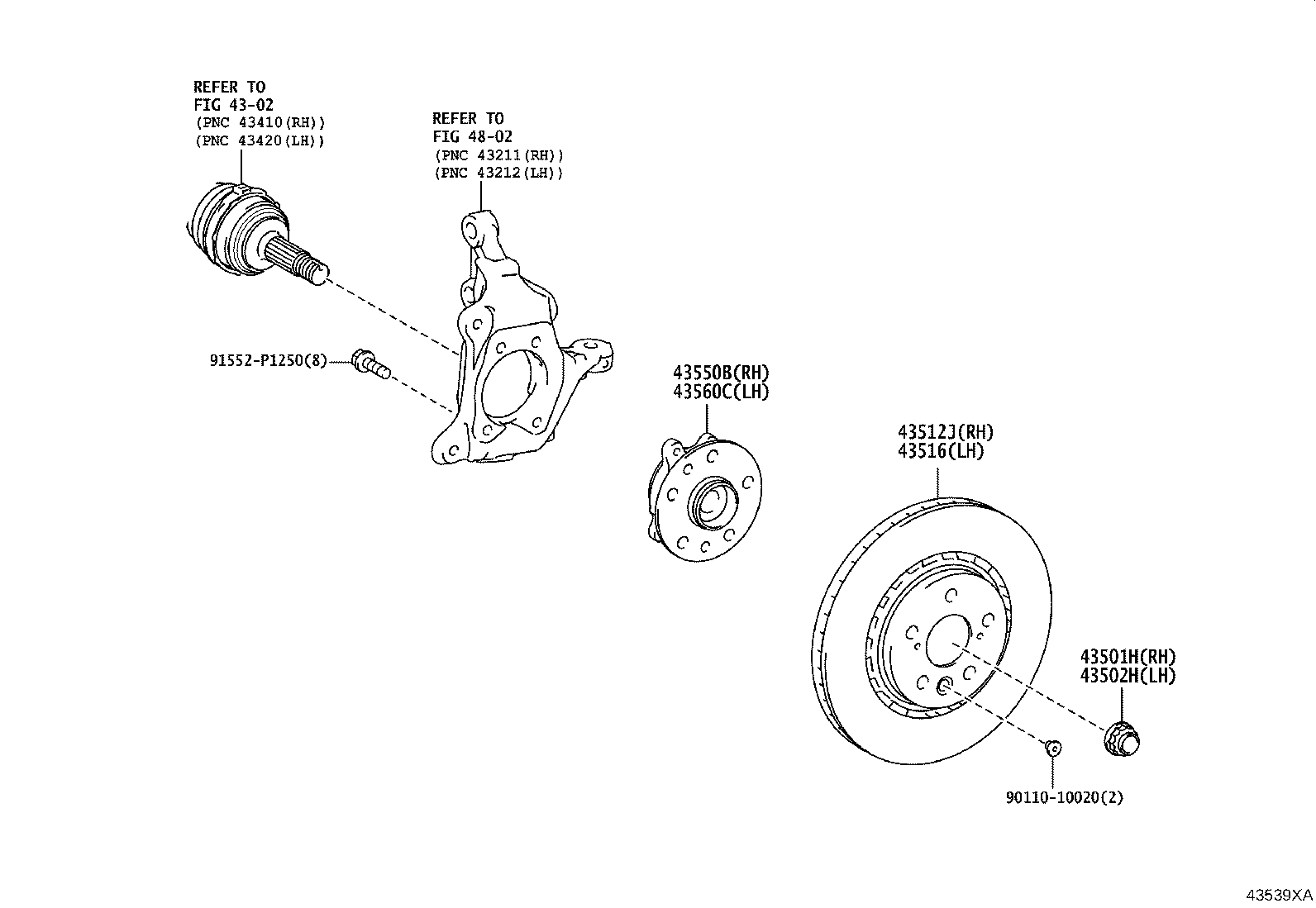 Exploded illustration 43539XA