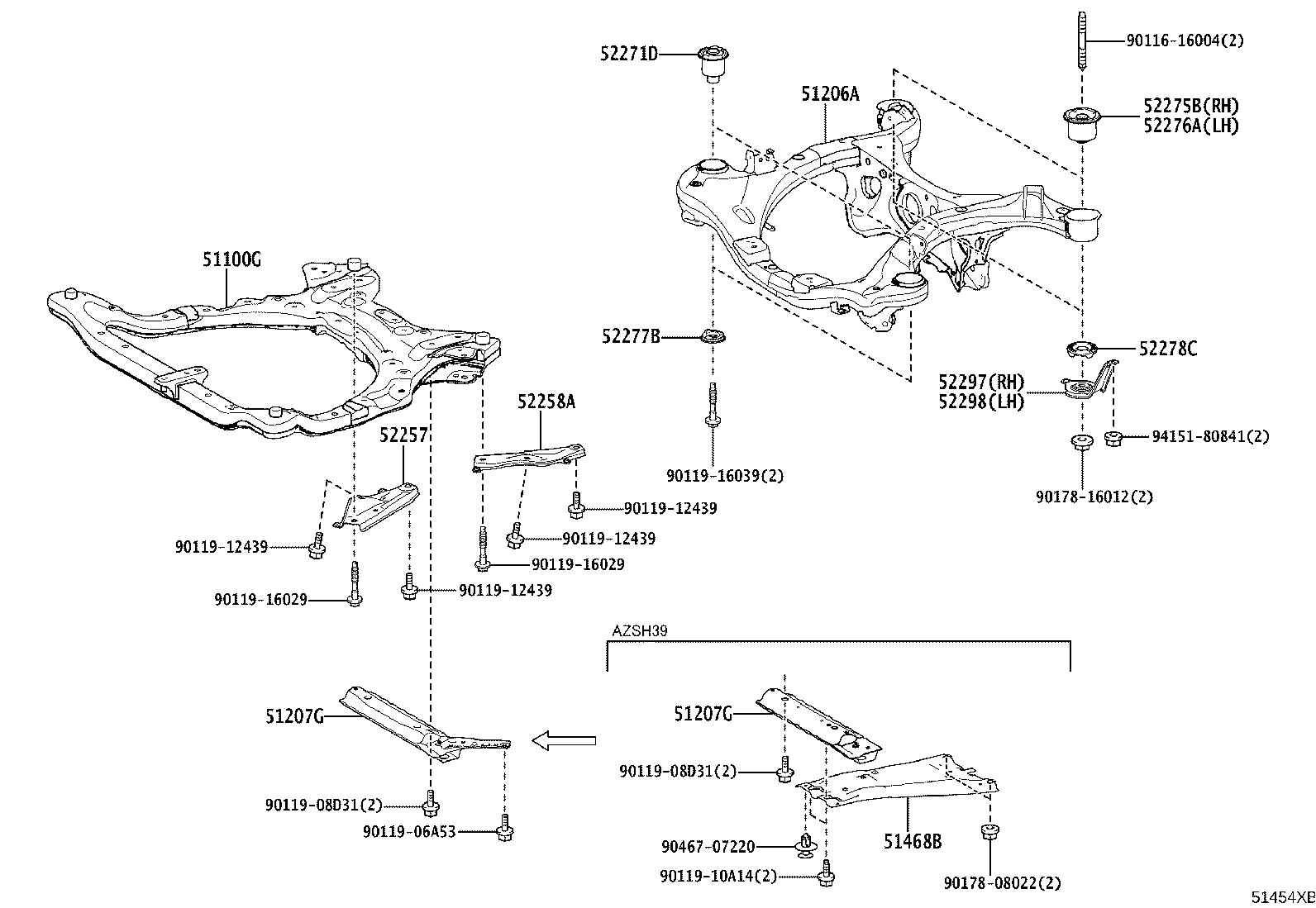 Exploded illustration 51454XB