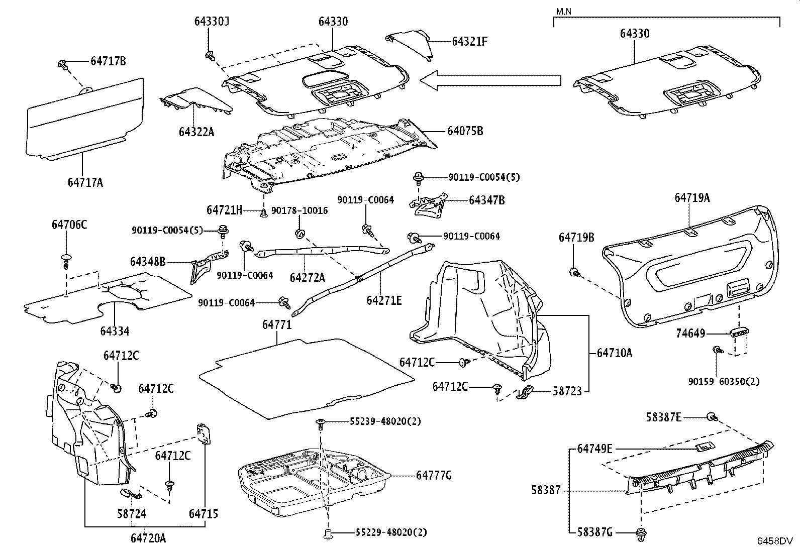 Exploded illustration 6458DV
