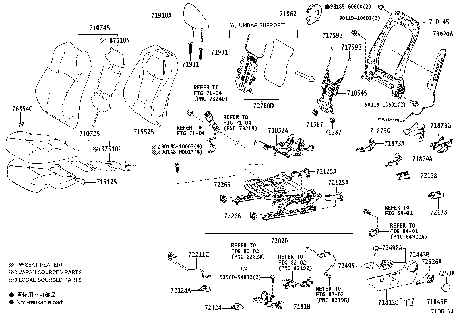 Exploded illustration 71B519J