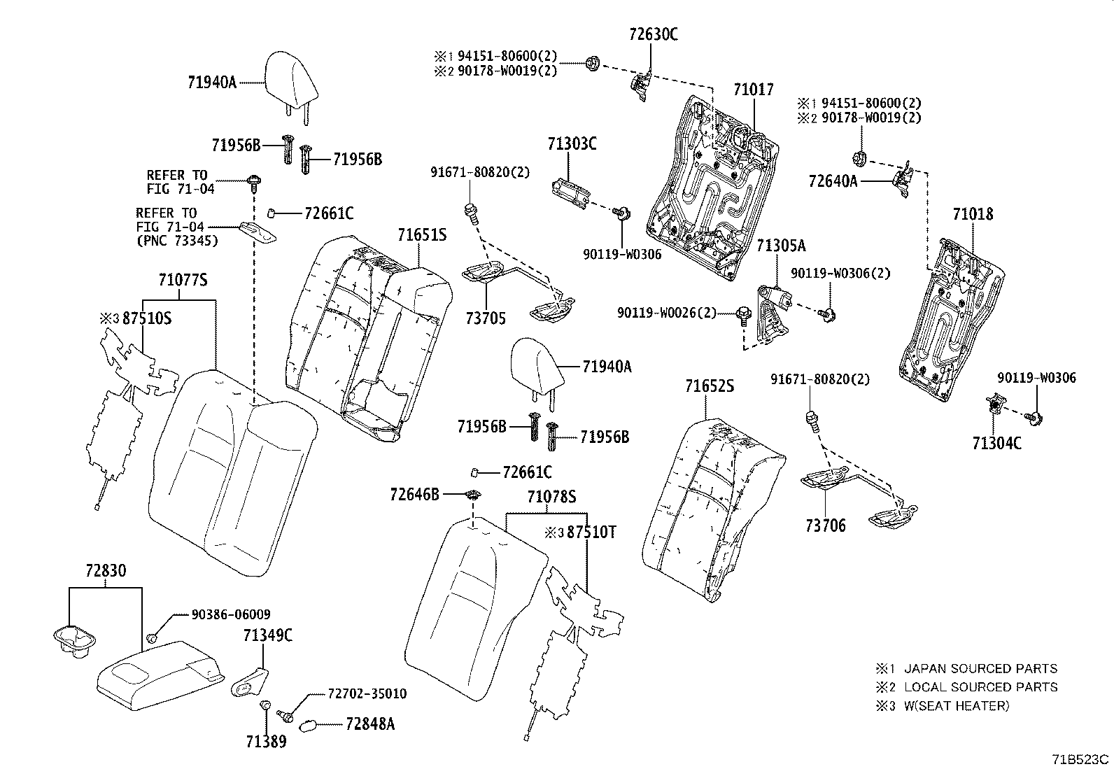 Exploded illustration 71B523C