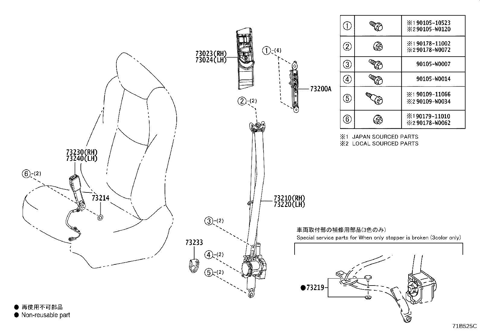 Exploded illustration 71B525C