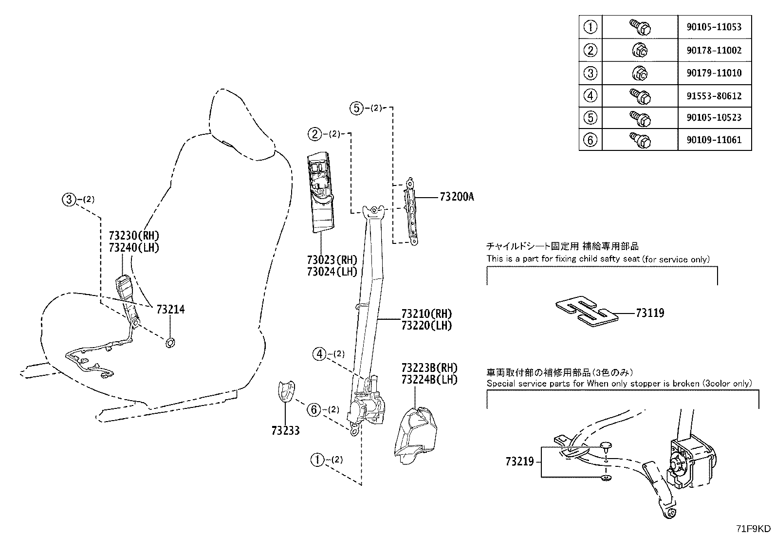 Exploded illustration 71F9KD