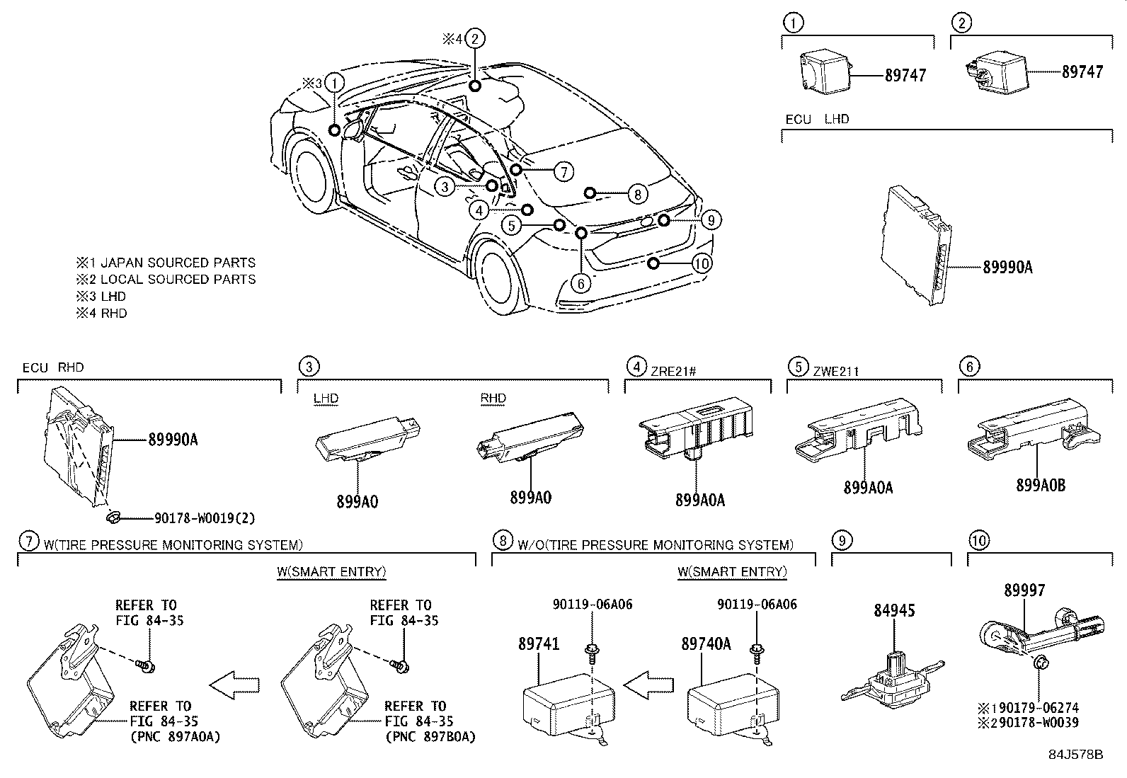 Exploded illustration 84J578B