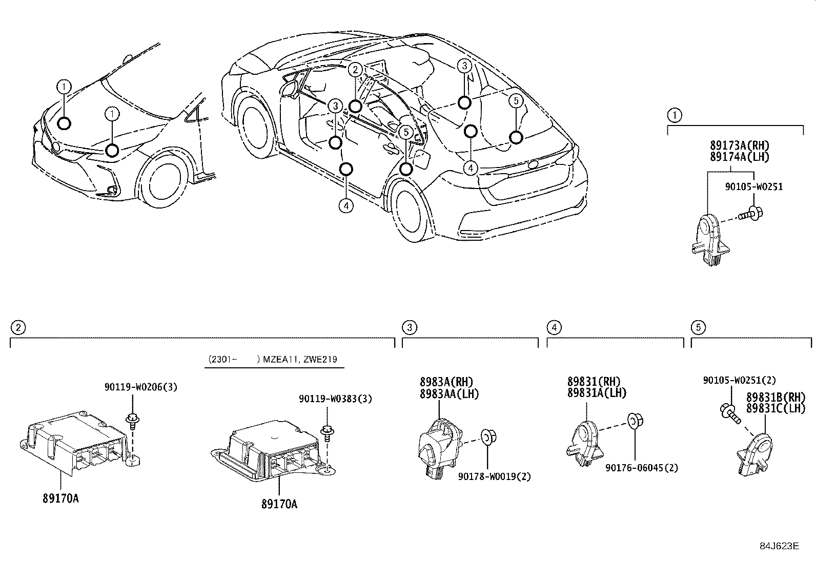 Exploded illustration 84J623E