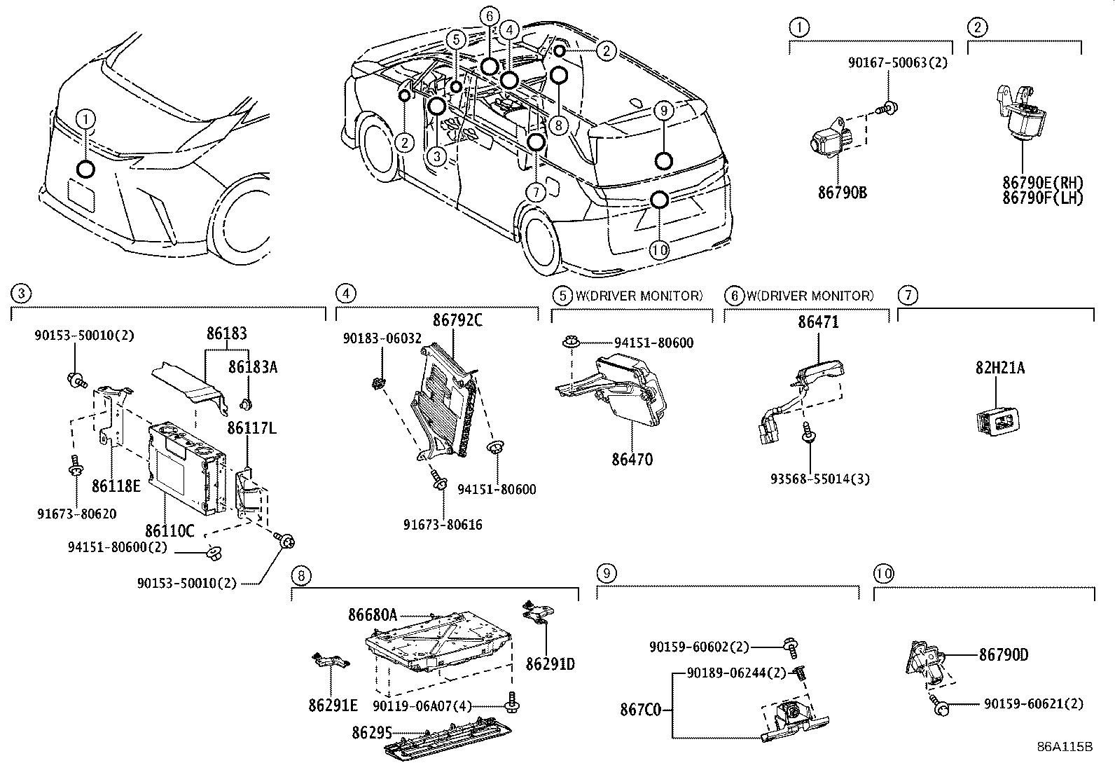 Exploded illustration 86A115B