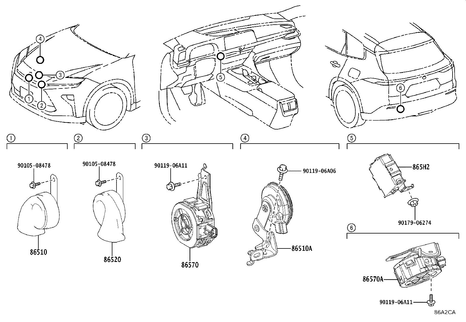 Exploded illustration 86A2CA