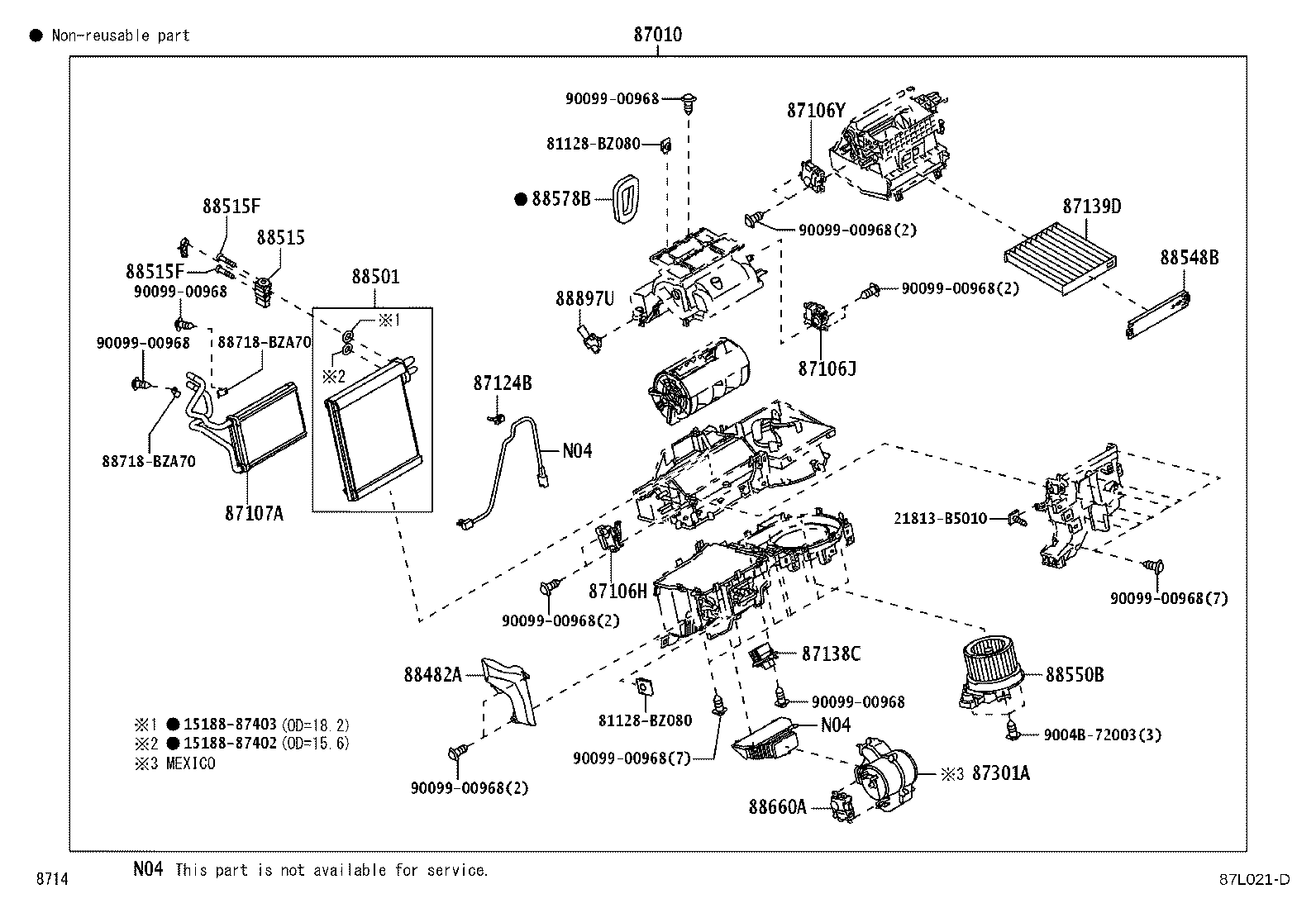 Exploded illustration 87L021D