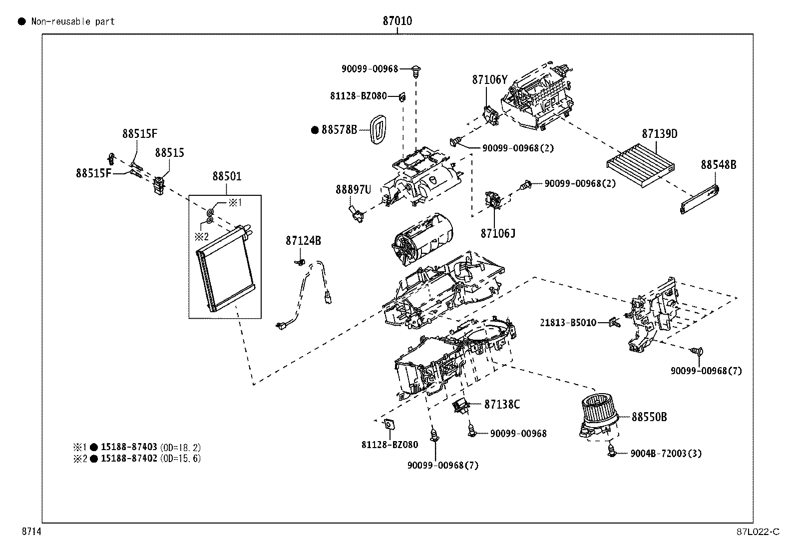 Exploded illustration 87L022C