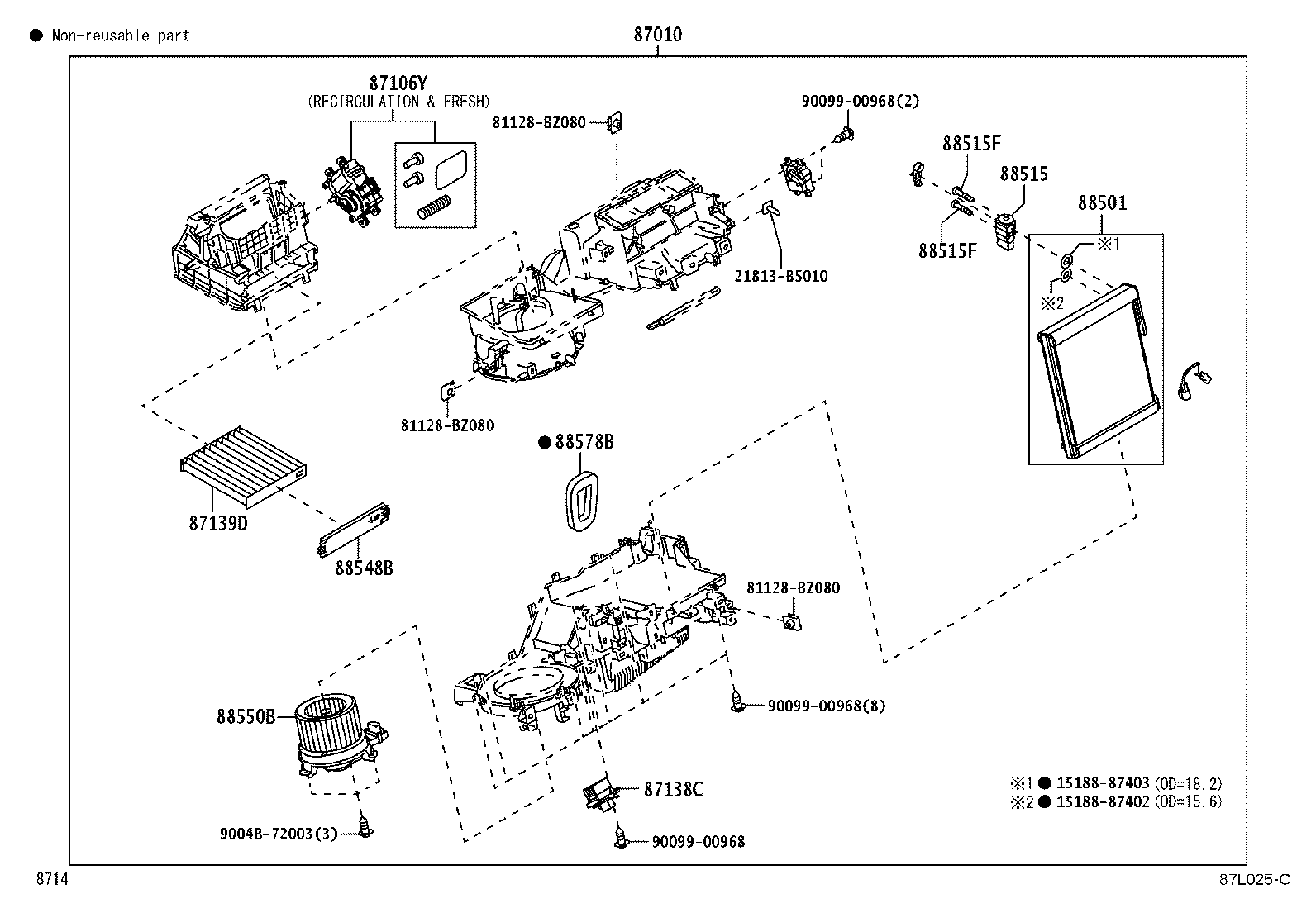 Exploded illustration 87L025C