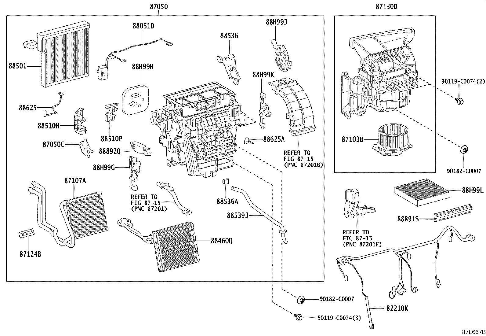 Exploded illustration 87L667B